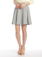 ガールズチェックフレアスカート/シロ