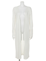 ルーズknitロングカーデ/WHT