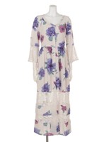 レトロフラワーシアーレースガウンOP/柄BEG