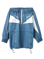 DENIM OFF SHOULDER WINDBREAKER TOP/インディゴ