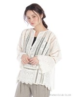 INDIAパッチワークアイレットレース・ベルスリーブブラウス/オフホワイト