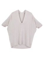 Vネックドルマンライトニットプルオーバー/ブラック