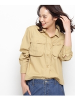 ミリタリーテイストコットンシャツジャケット/ライトベージュ(051)