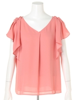 ラッフルリボンスリーブブラウス/ラベンダー