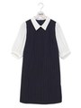 衿付Aラインワンピ/ネイビー