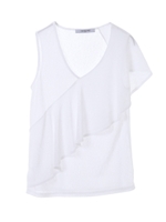 フリルVネックノースリーブ/グレー