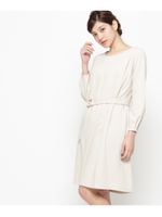 タック丸カンベルト付きワンピース/ライトブルー(091)