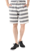 【AZUL by moussy】綿麻ストレッチイージーハーフパンツ/WHT