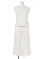 ボーダーknitコンビロンパース/WHT