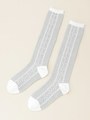 KIDS リボンフロート柄 ハイSOCKS/グレー