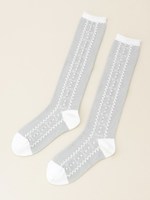 KIDS リボンフロート柄 ハイSOCKS/グレー