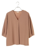 ・Vネックバルーン袖プルオーバー/ベージュ