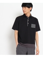 ボーダーポケット付きポロシャツ/ブラック(019)