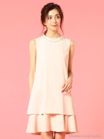 衿パールティアードワンピース/ピンク