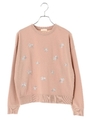 ・フラワー刺繍スウェットプルオーバー/ピンクベージュ