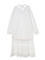 裏毛チュールレースワンピース/ホワイト