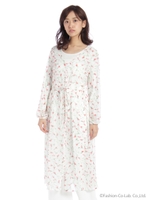 フラワーシフォンロングガウン/ホワイト