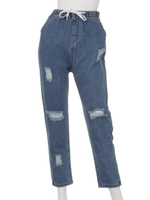 【MIMPI】ダメージサルエルデニムパンツ/BL