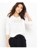 メタリックロゴ七分袖Tシャツ/アイボリー(004)