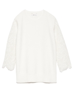 レーススリーブニットプルオーバー/BLU