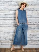 6oz×7oz DENIM サイドラインイージーワイドパンツ/ブルー