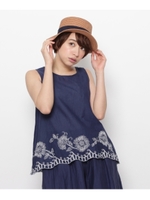 アート刺繍ノースリーブブラウス/オフホワイト(003)