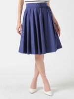 ベルト付きタックギャザースカート/ブルー