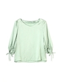 リボンスリーブブラウス/ライトグリーン(130)