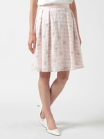 Flower刺繍ボーダースカート/パウダーブルー