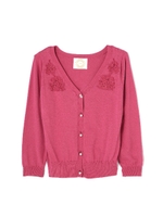 《EDIT COLOGNE》Vレースカーディガン/ラズベリー3(093)