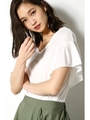 【AZUL by moussy】フリルスリーブ半袖プルオーバー/T.GRY