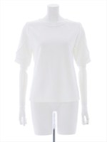 シースルー袖カットトップス/ネイビー