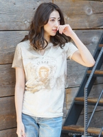 ムラ染&ピグメント染CHE GUEVARAフロントカットTシャツ/柄A