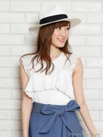 レース刺繍ニットプルオーバー/ブラック