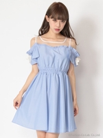 チェック切り替えストライプOP/ブルー