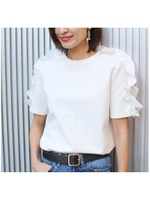 フリルスリーブトップス/ホワイト