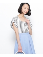 【WEB限定サイズ（13号・15号）】いつでも爽やか。ヘビロテ間違いなしの大人柄リボン袖ブラウス/ブルー(292)