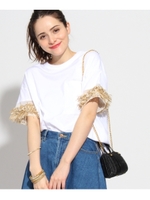 A PUPIL 別注フリンジ使いTシャツ/ホワイト(001)