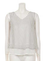 【LATINA】フレアレイヤードVネックストライプトップス/O.WHT