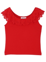 【sw】パンチングフリルカラーカットトップス/レッド