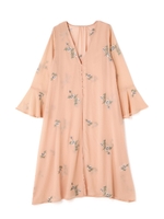 フラワー刺繍ガウン/オフ×ラベンダーフラワー1(031)