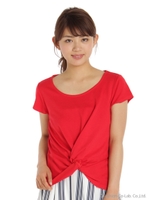 フロントクロス半袖カットソー/レッド
