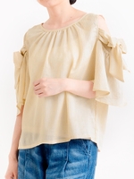 肩開きBIGリボンブラウス/アイボリー