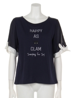 ハッピーリボンスリーブTシャツ/オフ