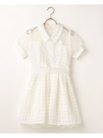 ハート衿付ワンピース/ホワイト