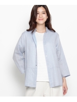 スタンドカラー九分袖シャツ/ライトグレー(011)