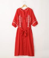 刺繍入りシャツワンピース