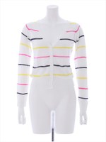 マルチボーダーカーディガン/ホワイト