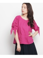 コットンチェックブラウス/ラズベリーピンク(073)