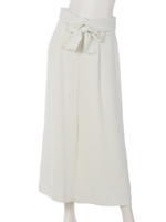 サッシュベルト付きワイドパンツ(ホワイト)/ホワイト